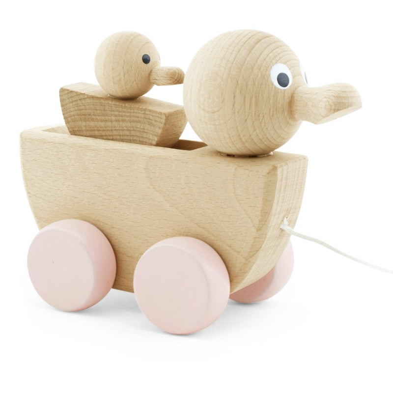 Wooden Pull Along Toy Duck With Duckling - Georgia - Mini Village