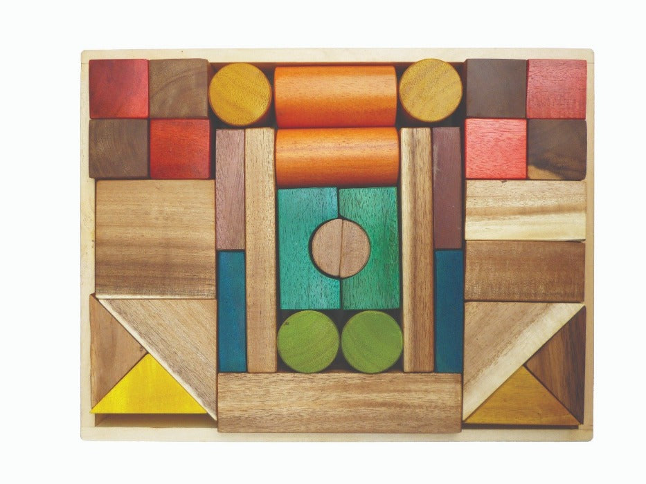 Mini Coloured Block Natural Colour Wooden Blocks | Mini Village